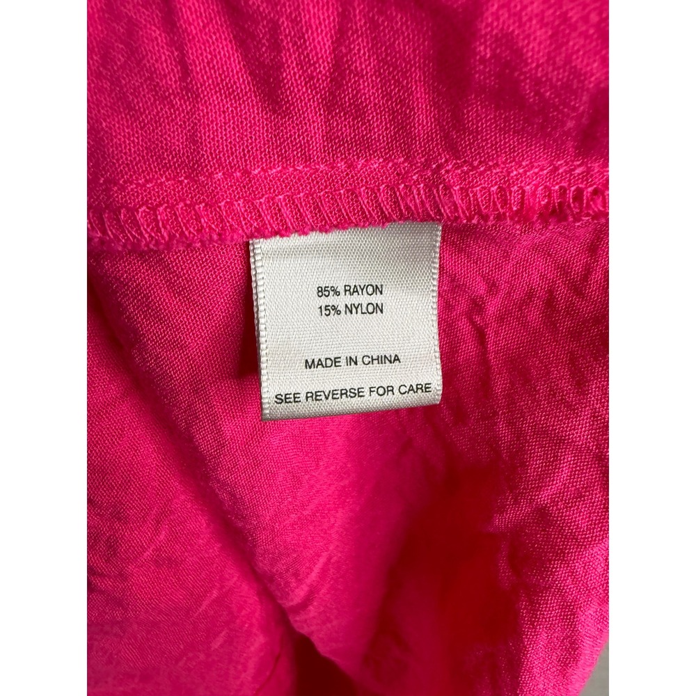 John Mark Button Up Top Women 2X Hot Pink Wired Collar Crinkle Summer Bold - Picture 4 of 8